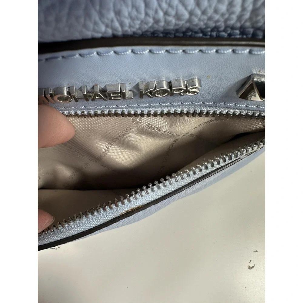 Michael Kors Kenly Medium Light Sky Leather Backpack Pebble‎